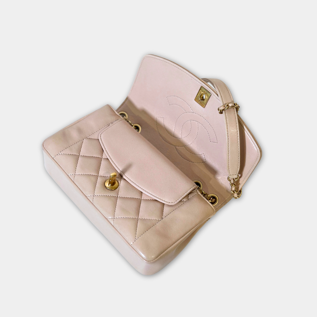 Chanel Beige Small Diana Lambskin Shoulder Bag Kelly's Authentic Boutique