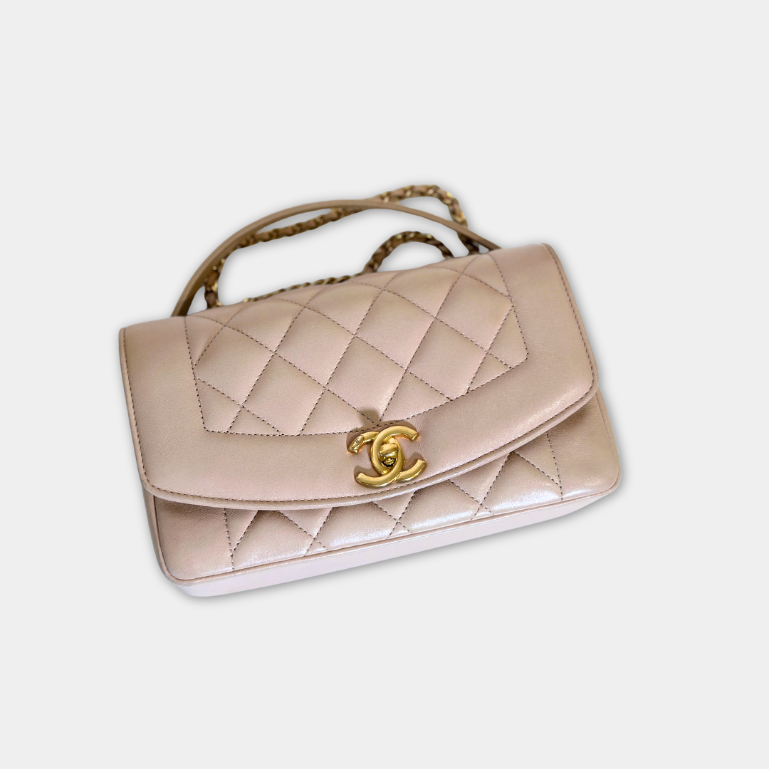 Chanel Beige Small Diana Lambskin Shoulder Bag Kelly's Authentic Boutique