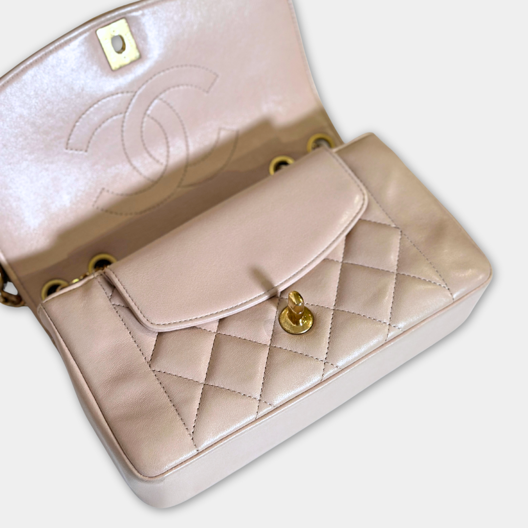 Chanel Beige Small Diana Lambskin Shoulder Bag Kelly's Authentic Boutique