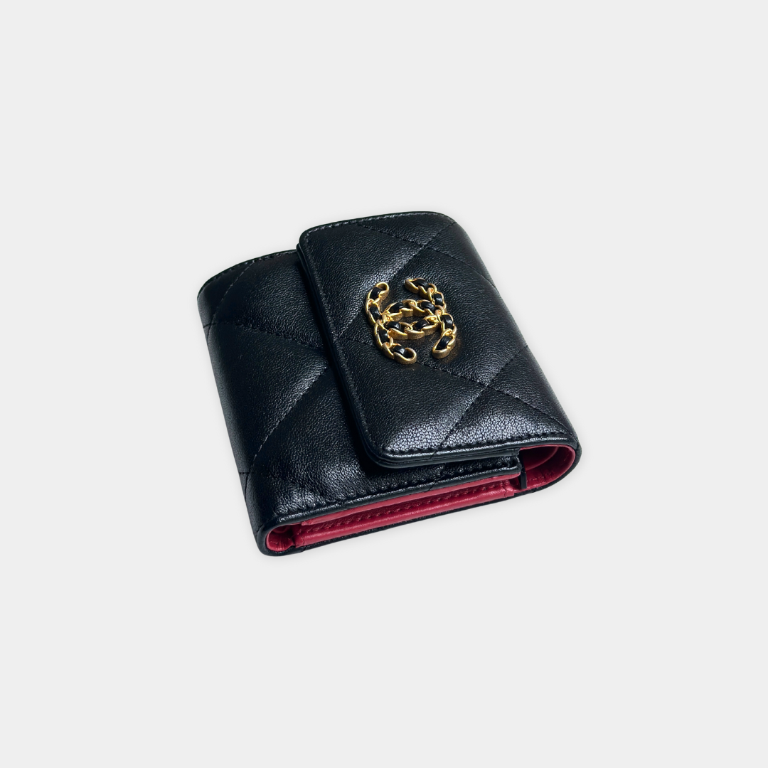 Chanel Black Lambskin Tri-fold 19 Wallet Kelly's Authentic Boutique