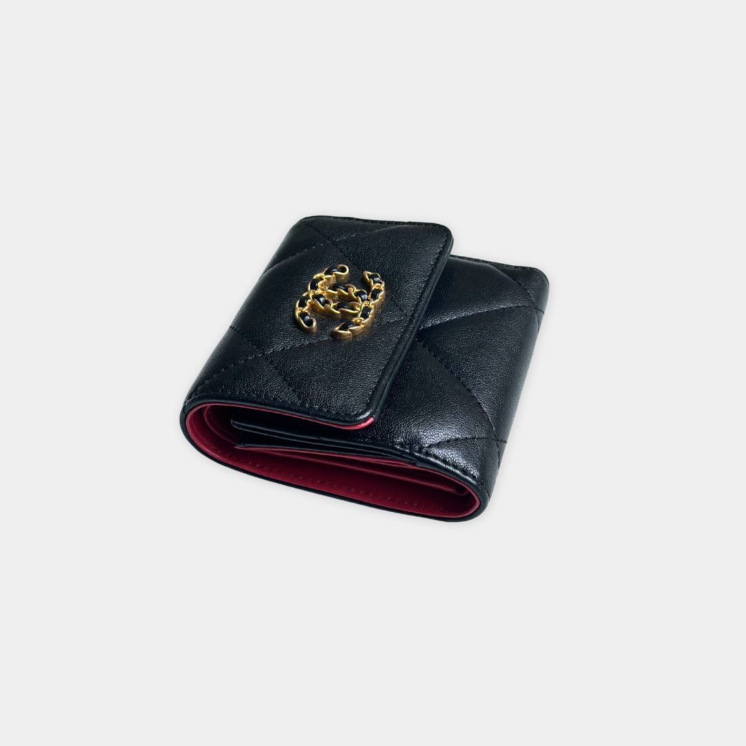 Chanel Black Lambskin Tri-fold 19 Wallet Kelly's Authentic Boutique