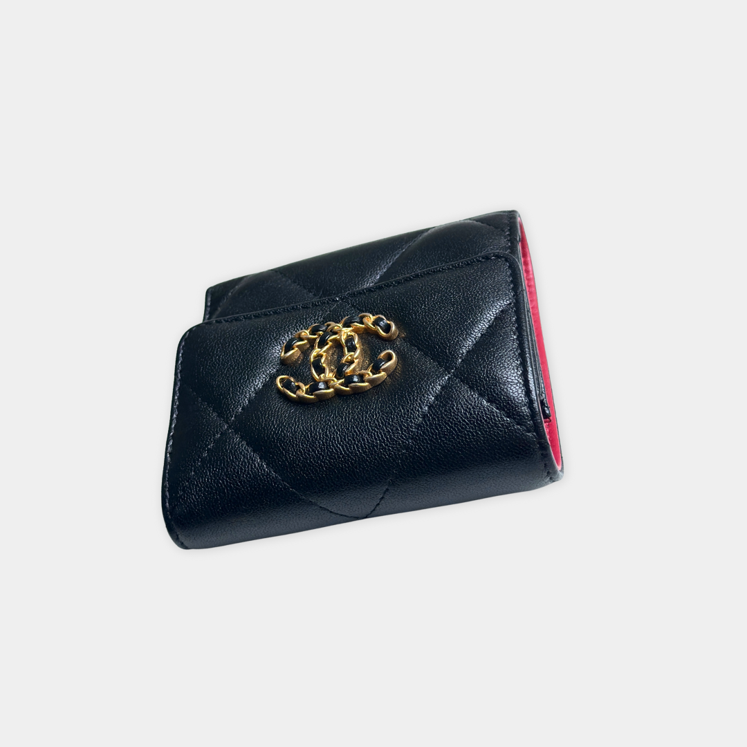 Chanel Black Lambskin Tri-fold 19 Wallet Kelly's Authentic Boutique