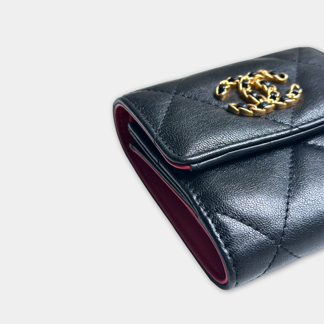 Chanel Black Lambskin Tri-fold 19 Wallet Kelly's Authentic Boutique