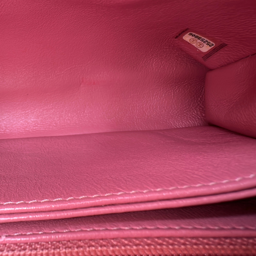 Chanel Pink Chevron Calfskin Small Coco Python Top Handle Bag Kelly's Authentic Boutique