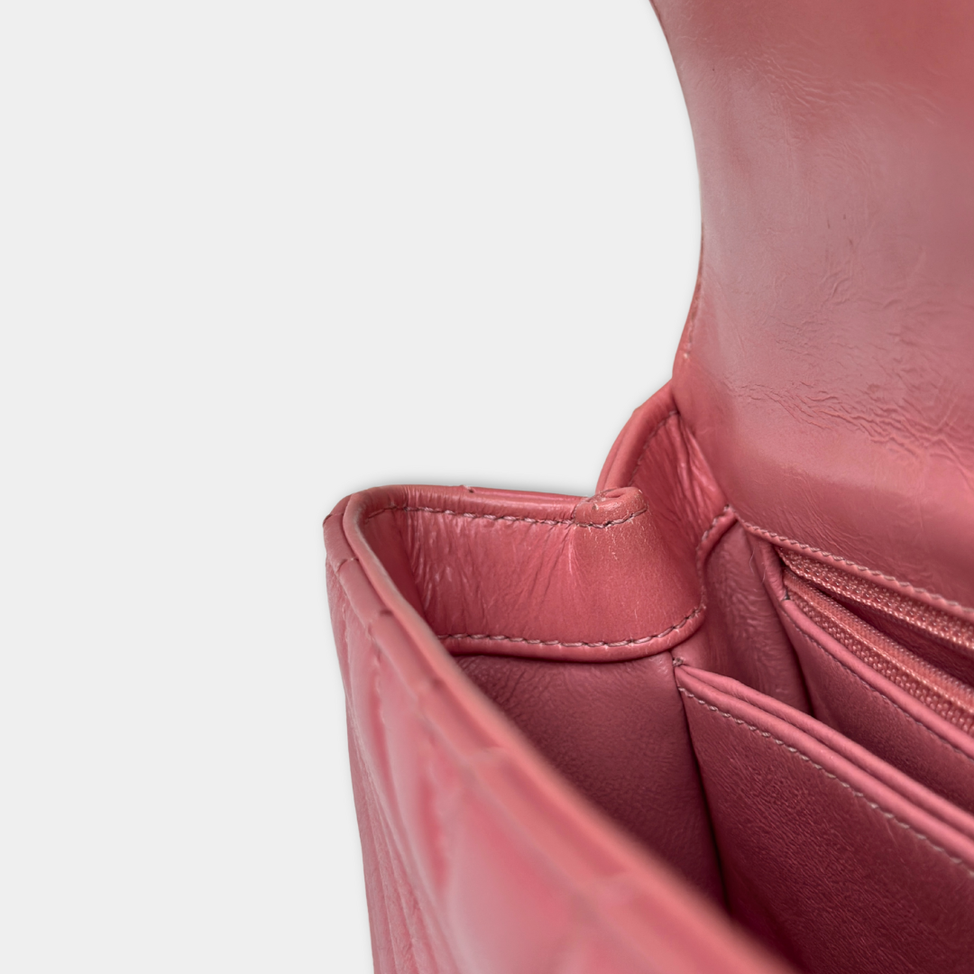 Chanel Pink Chevron Calfskin Small Coco Python Top Handle Bag Kelly's Authentic Boutique