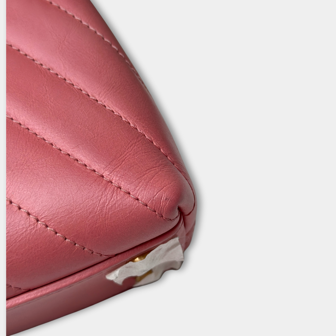 Chanel Pink Chevron Calfskin Small Coco Python Top Handle Bag Kelly's Authentic Boutique