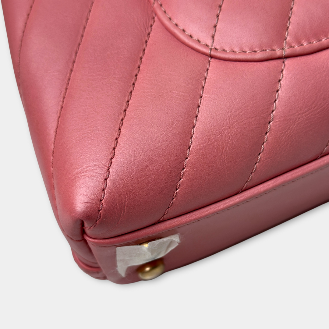 Chanel Pink Chevron Calfskin Small Coco Python Top Handle Bag Kelly's Authentic Boutique