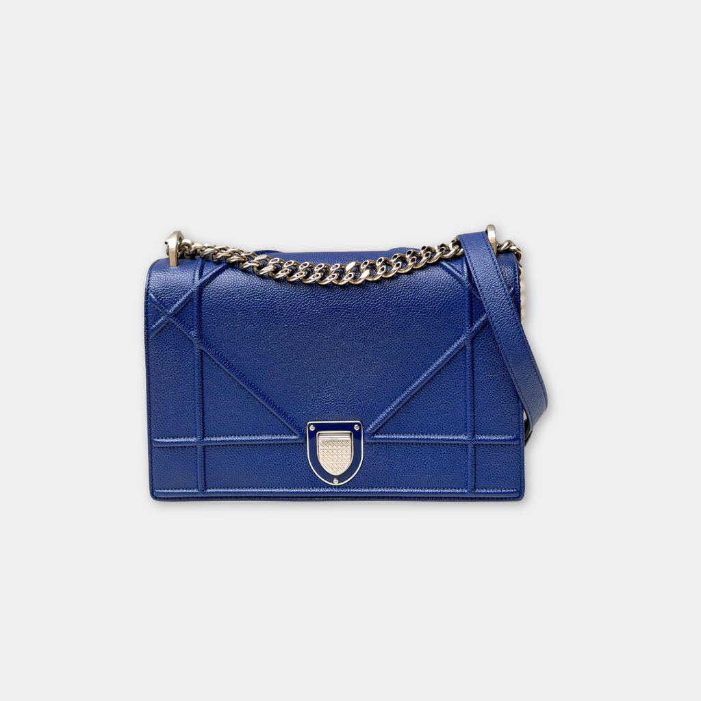 Dior Blue Medium Diorama Shoulder Bag Kelly's Authentic Boutique