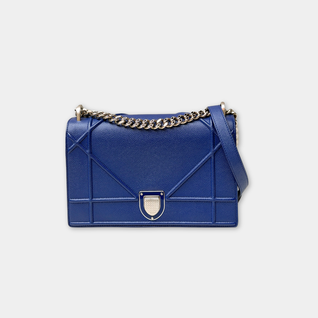 Dior Blue Medium Diorama Shoulder Bag Kelly's Authentic Boutique