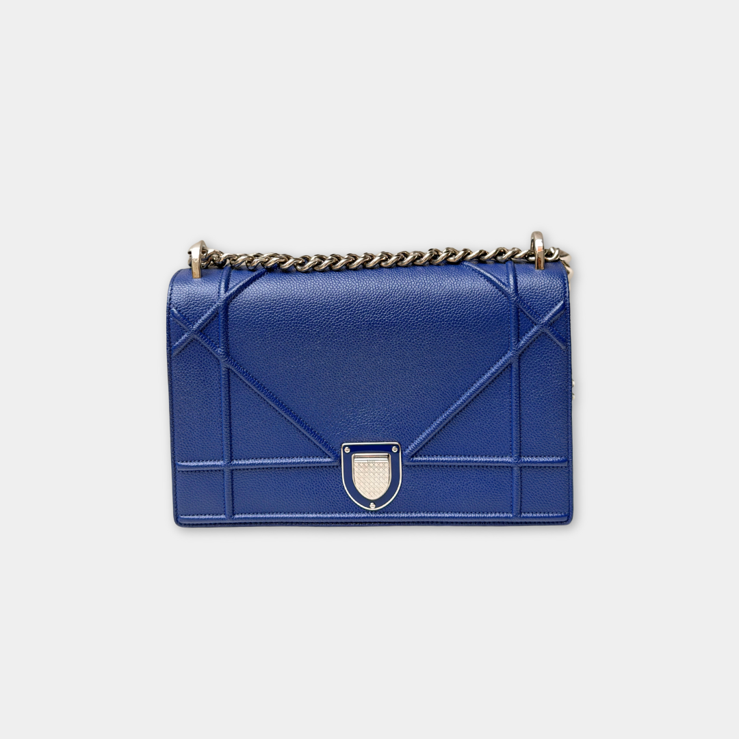 Dior Blue Medium Diorama Shoulder Bag Kelly's Authentic Boutique