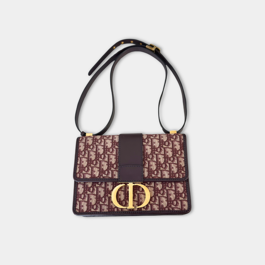 Dior Burgundy 30 Montaigne Oblique Canvas Crossbody Bag Kelly's Authentic Boutique