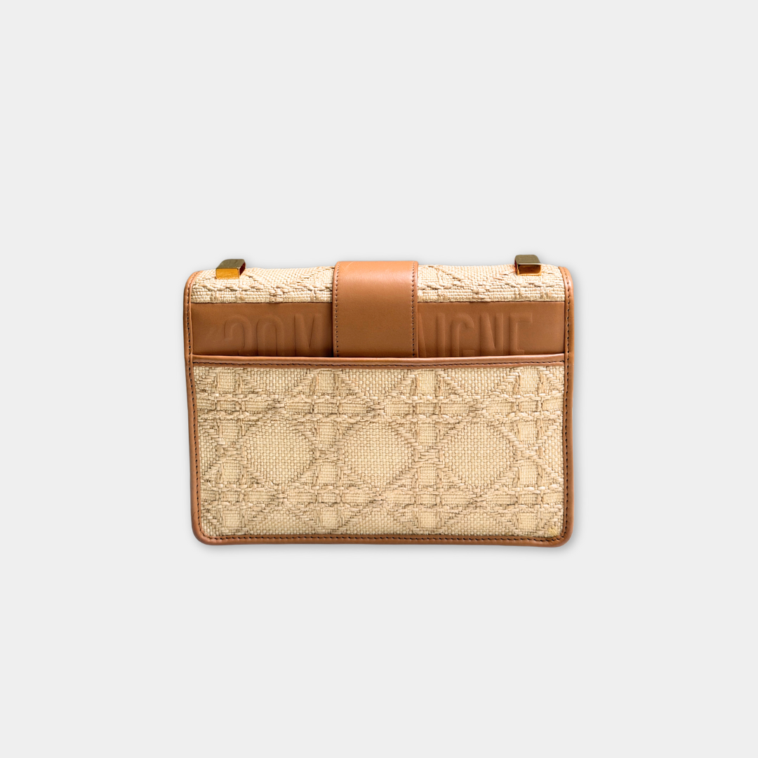 Dior Light Tan Raffia Calfskin 30 Montaigne Flap Bag Kelly's Authentic Boutique