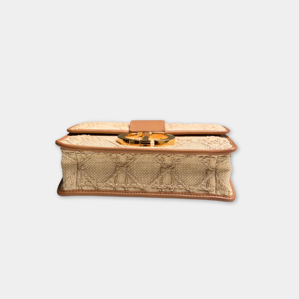 Dior Light Tan Raffia Calfskin 30 Montaigne Flap Bag Kelly's Authentic Boutique