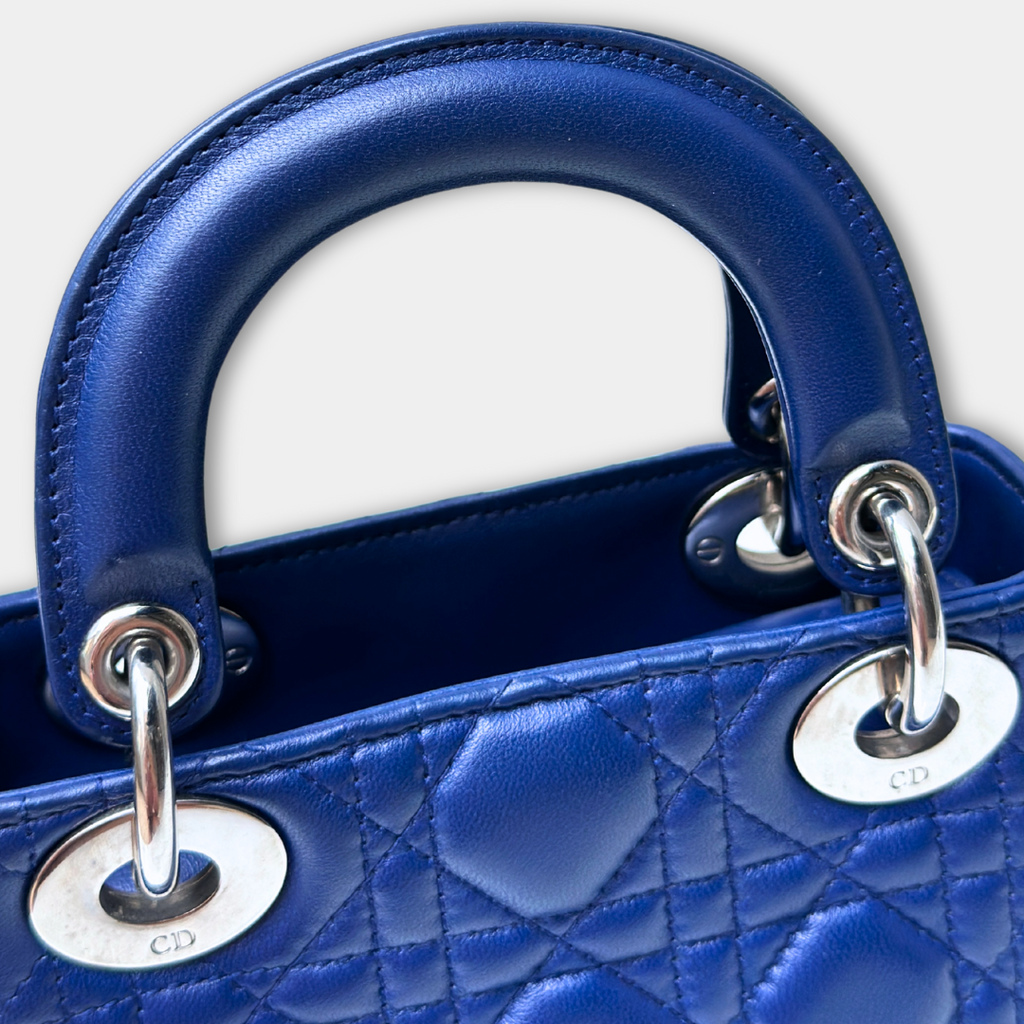 Dior Mini Lady Dior Blue Lambskin Kelly's Authentic Boutique