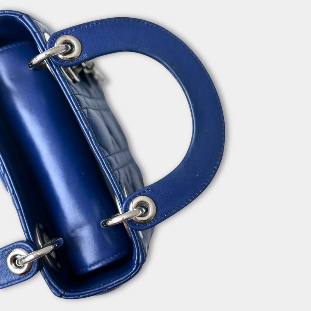 Dior Mini Lady Dior Blue Lambskin Kelly's Authentic Boutique