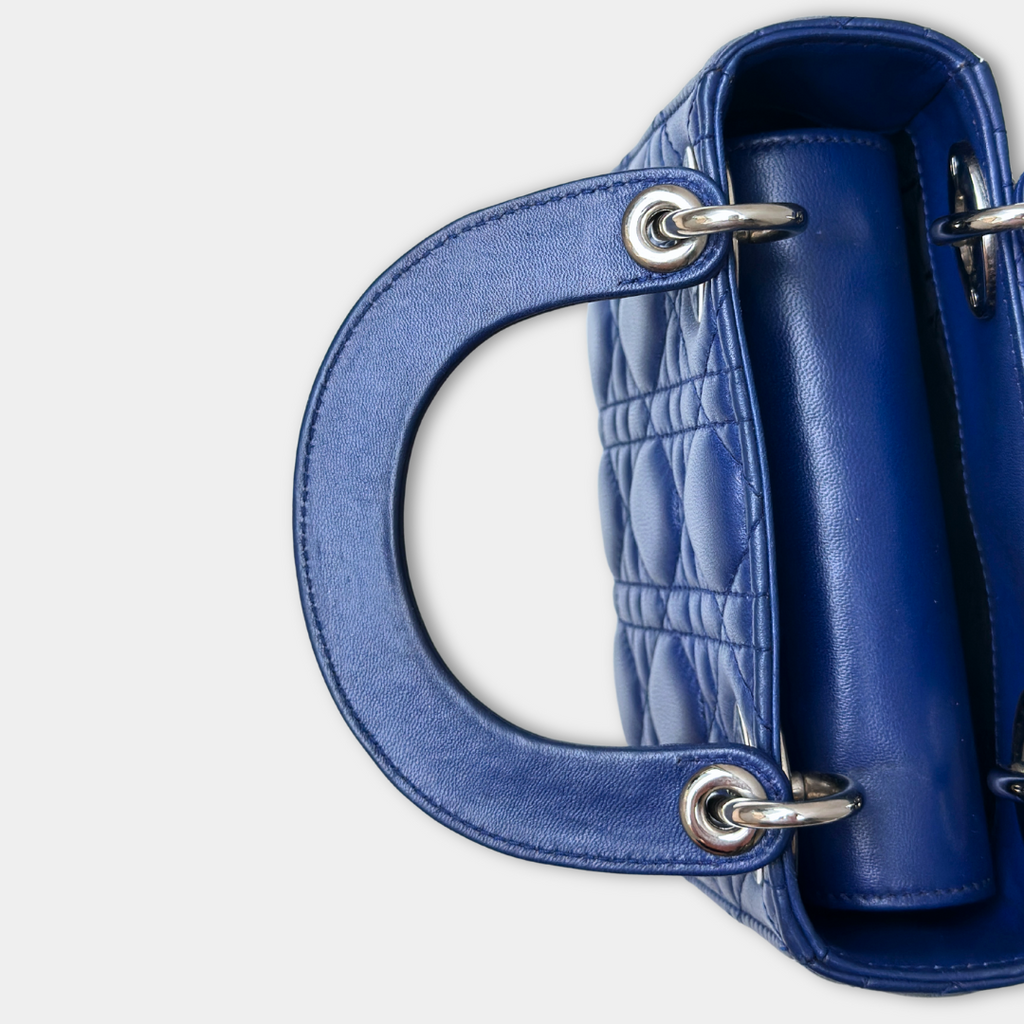 Dior Mini Lady Dior Blue Lambskin Kelly's Authentic Boutique