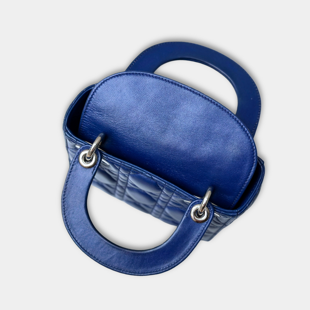 Dior Mini Lady Dior Blue Lambskin Kelly's Authentic Boutique