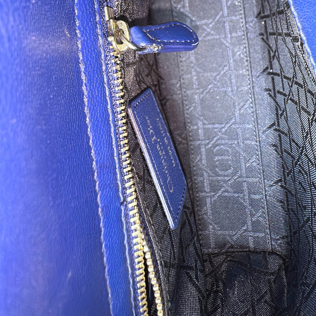 Dior Mini Lady Dior Blue Lambskin Kelly's Authentic Boutique