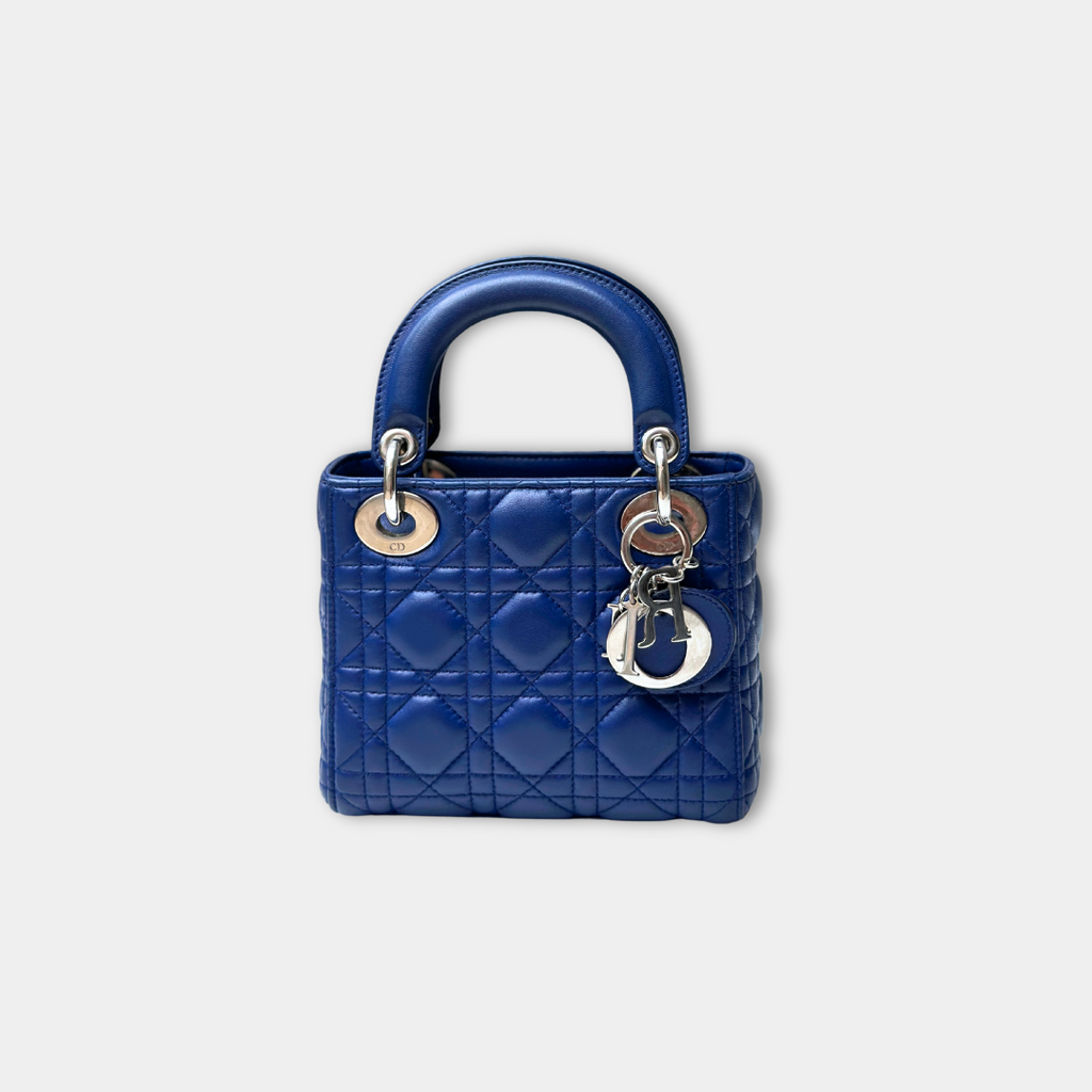 Dior Mini Lady Dior Blue Lambskin Kelly's Authentic Boutique