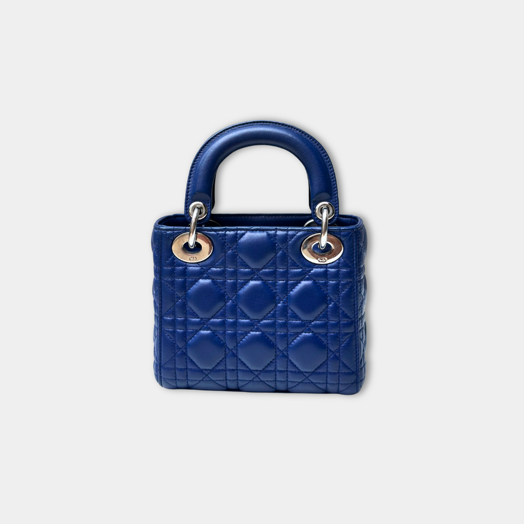Dior Mini Lady Dior Blue Lambskin Kelly's Authentic Boutique