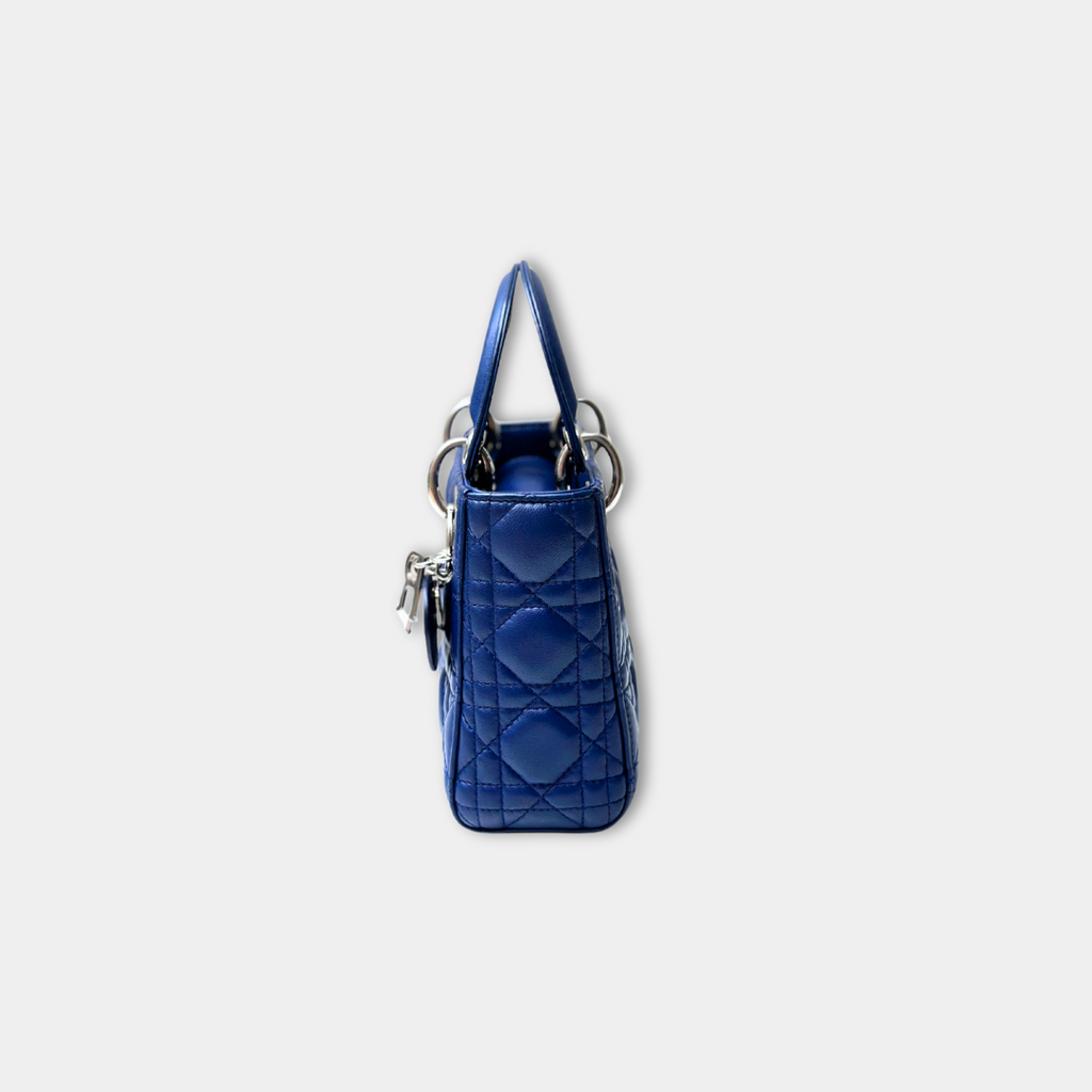 Dior Mini Lady Dior Blue Lambskin Kelly's Authentic Boutique