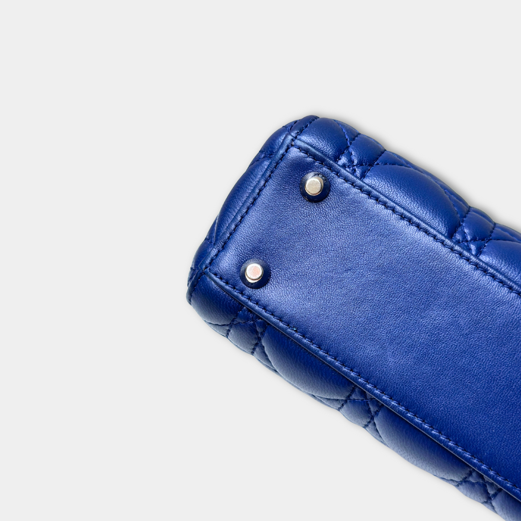 Dior Mini Lady Dior Blue Lambskin Kelly's Authentic Boutique