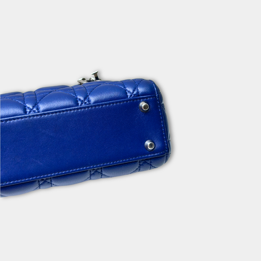 Dior Mini Lady Dior Blue Lambskin Kelly's Authentic Boutique