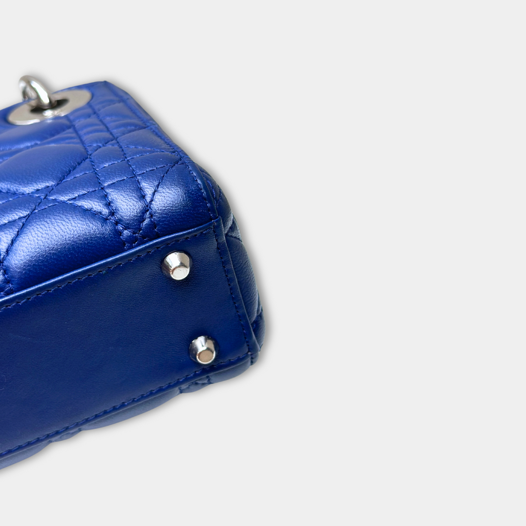 Dior Mini Lady Dior Blue Lambskin Kelly's Authentic Boutique