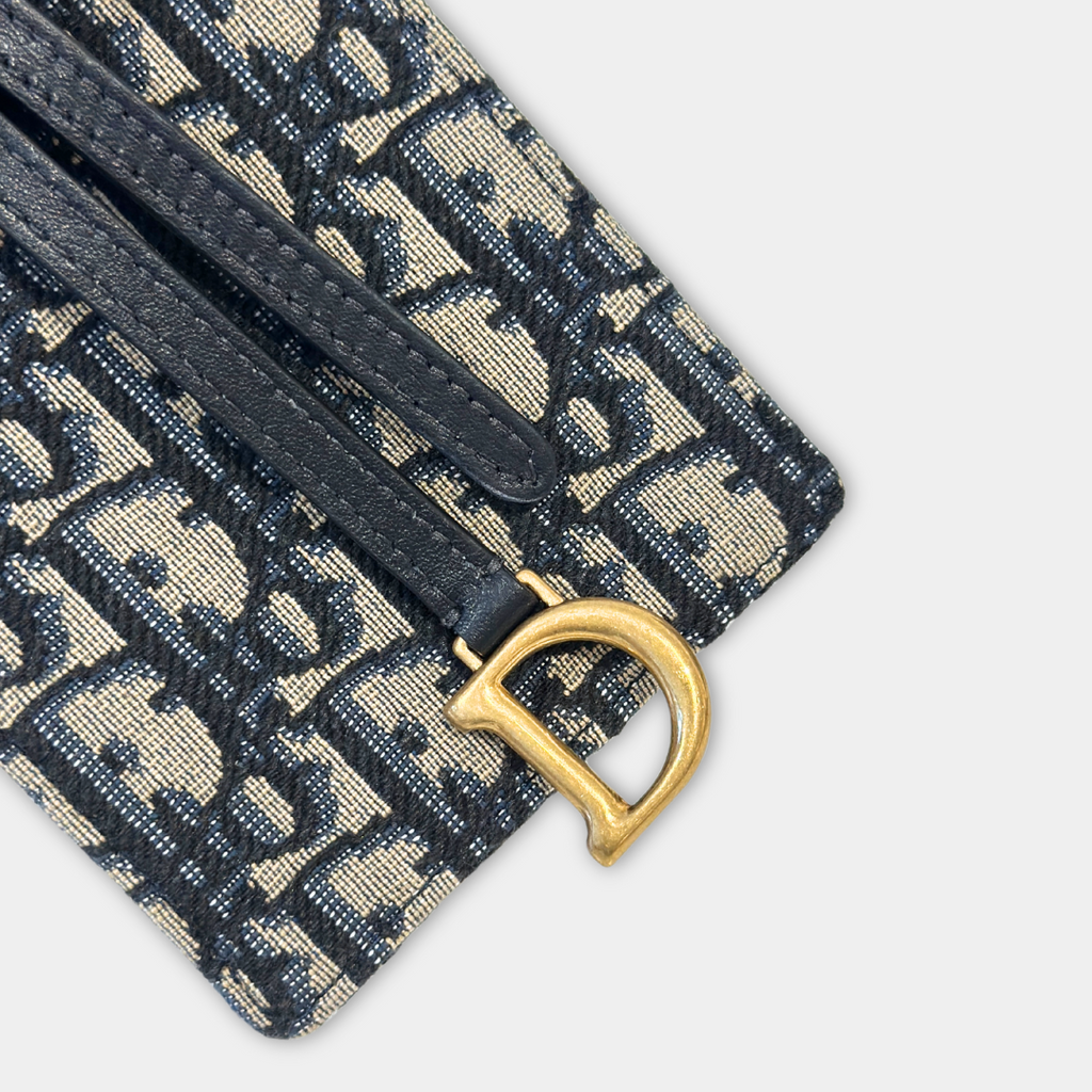 Dior Saddle Phone Pouch Dior Oblique Jacquard Blue Kelly's Authentic Boutique