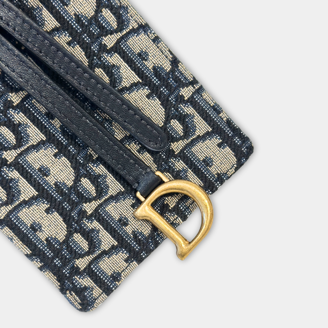 Dior Saddle Phone Pouch Dior Oblique Jacquard Blue Kelly's Authentic Boutique