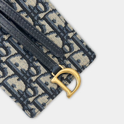 Dior Saddle Phone Pouch Dior Oblique Jacquard Blue Kelly's Authentic Boutique