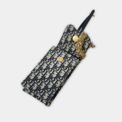 Dior Saddle Phone Pouch Dior Oblique Jacquard Blue Kelly's Authentic Boutique