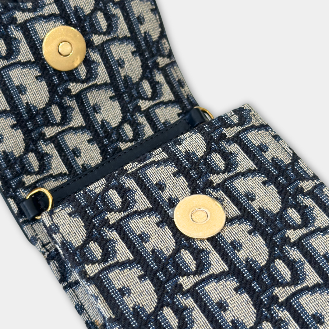 Dior Saddle Phone Pouch Dior Oblique Jacquard Blue Kelly's Authentic Boutique