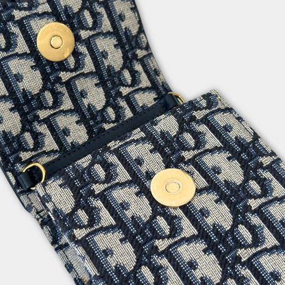 Dior Saddle Phone Pouch Dior Oblique Jacquard Blue Kelly's Authentic Boutique