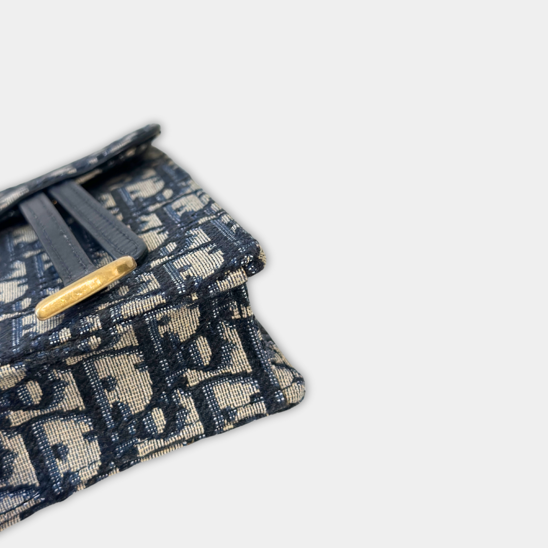 Dior Saddle Phone Pouch Dior Oblique Jacquard Blue Kelly's Authentic Boutique