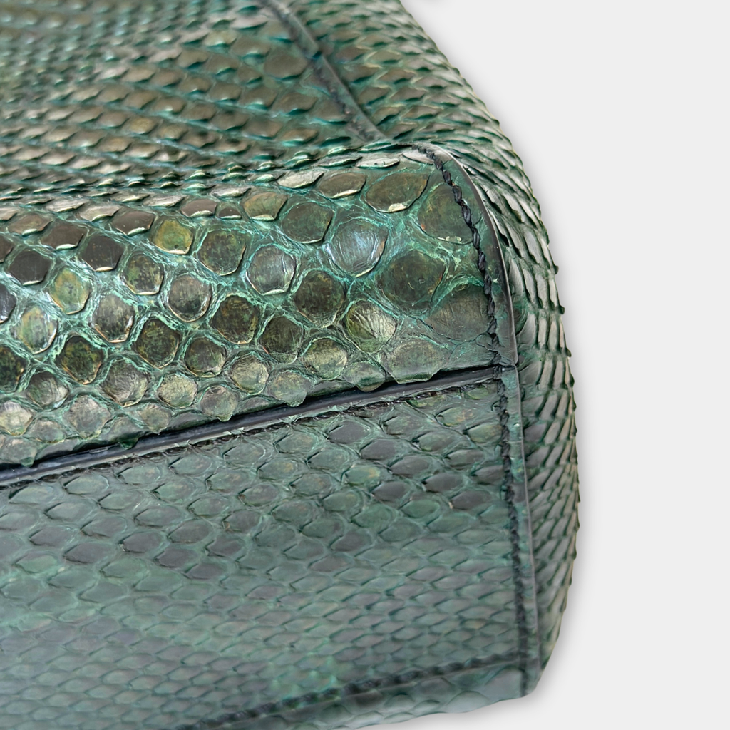 Fendi Emerald Green Python Mini Peekaboo Handbag Kelly's Authentic Boutique