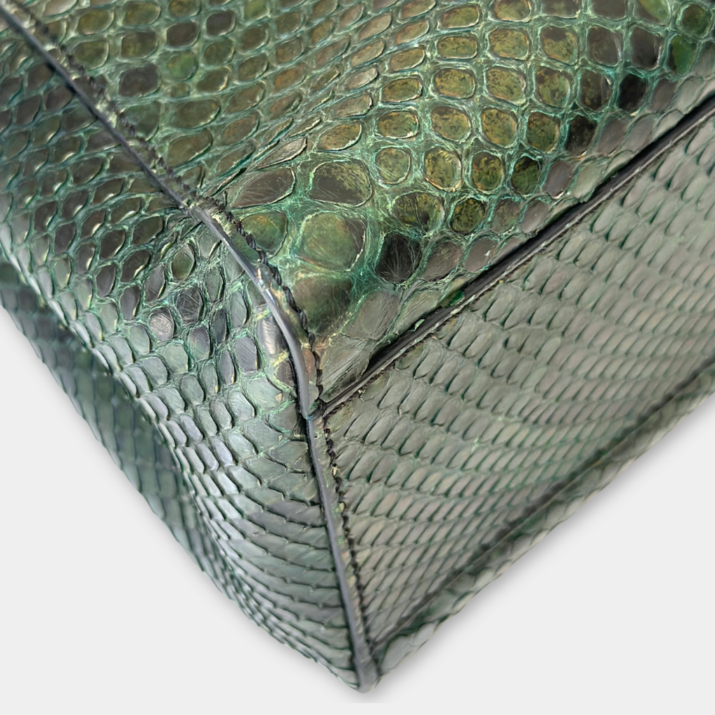 Fendi Emerald Green Python Mini Peekaboo Handbag Kelly's Authentic Boutique
