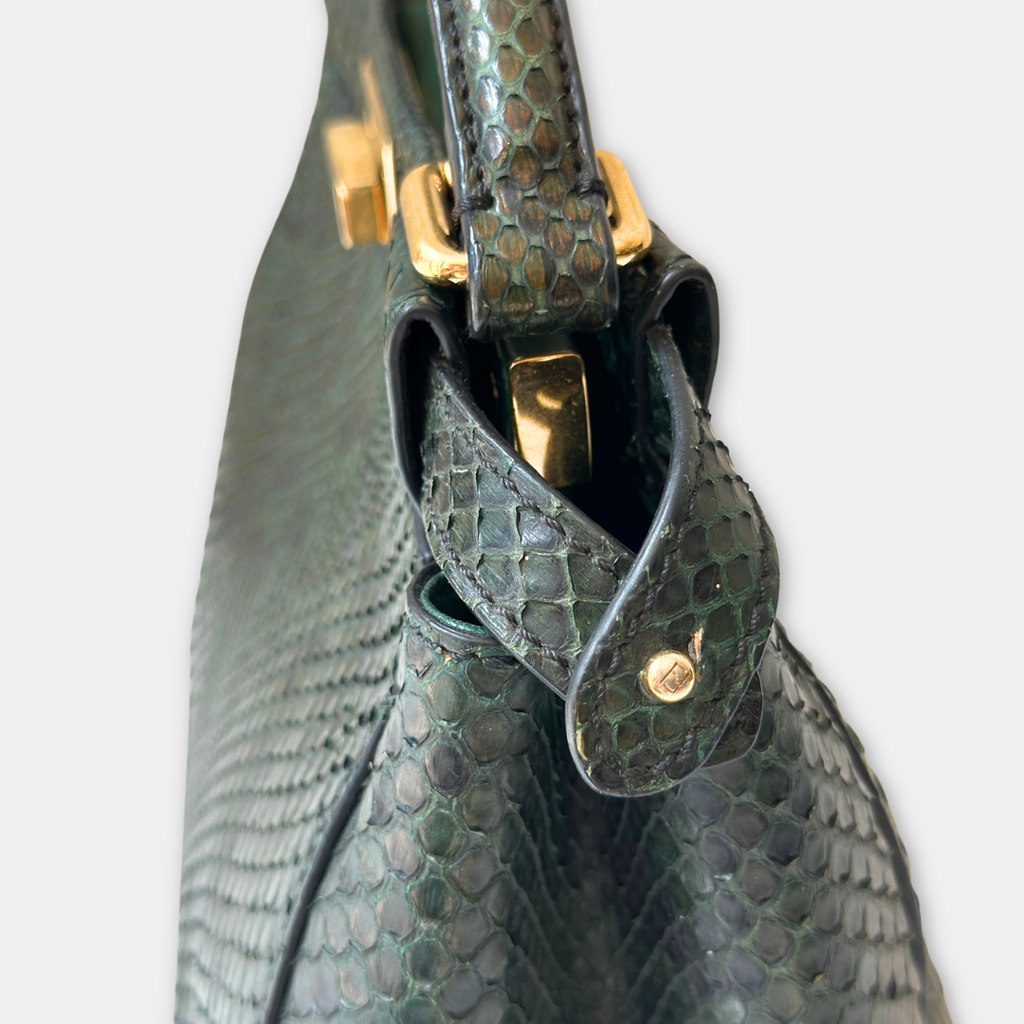 Fendi Emerald Green Python Mini Peekaboo Handbag Kelly's Authentic Boutique