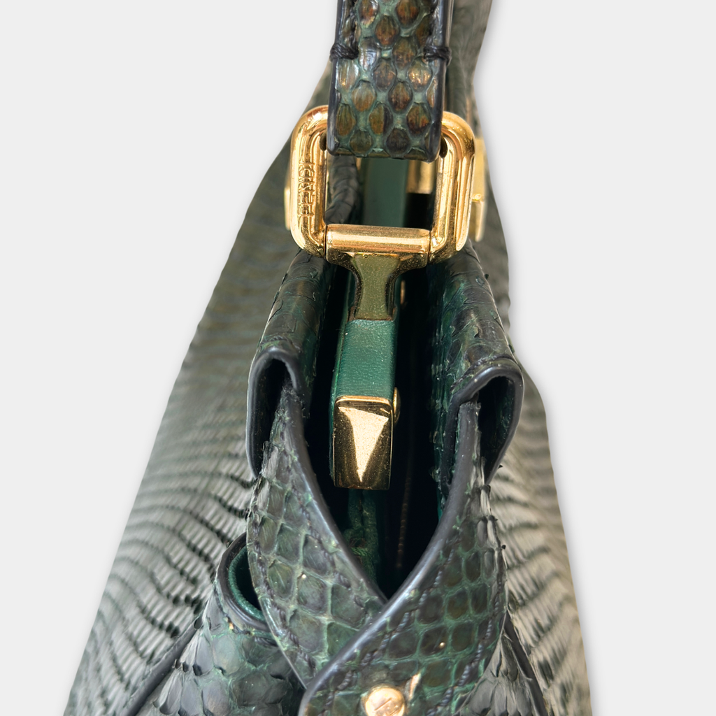 Fendi Emerald Green Python Mini Peekaboo Handbag Kelly's Authentic Boutique