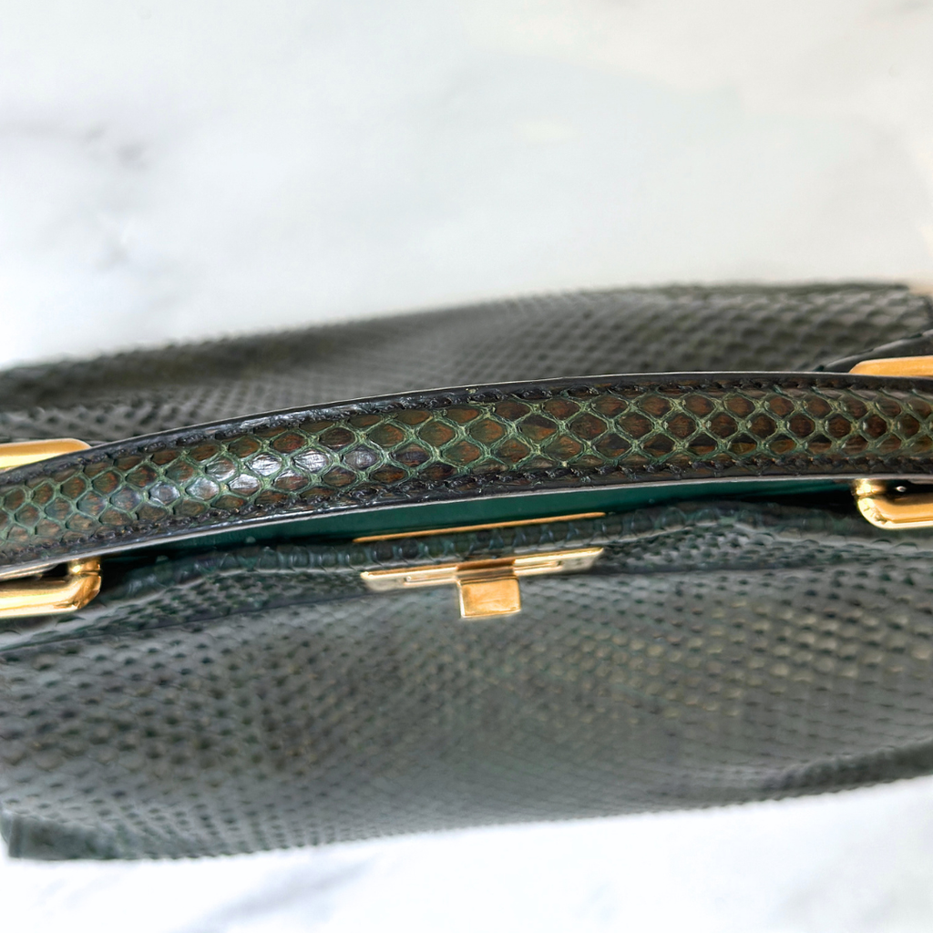 Fendi Emerald Green Python Mini Peekaboo Handbag Kelly's Authentic Boutique