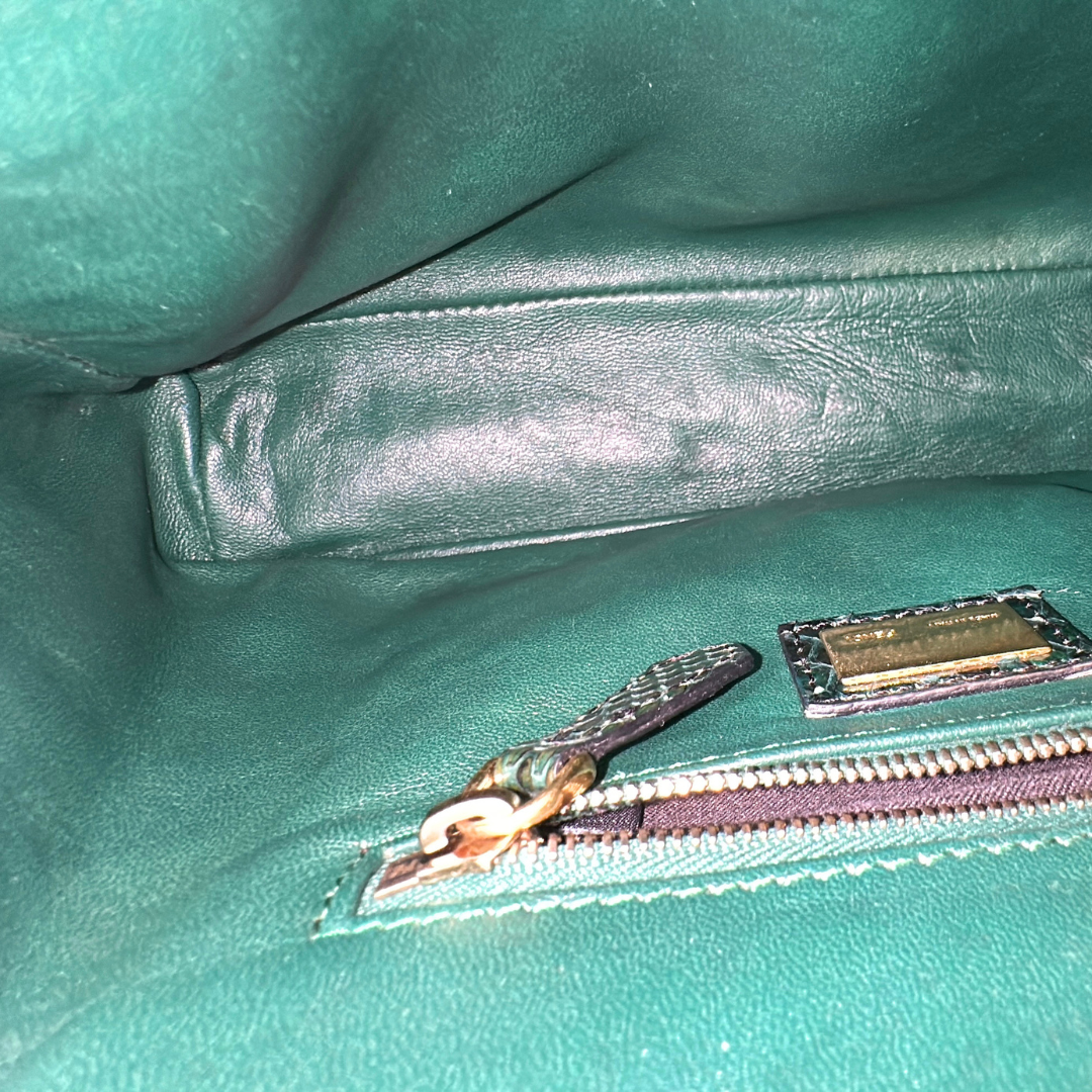 Fendi Emerald Green Python Mini Peekaboo Handbag Kelly's Authentic Boutique