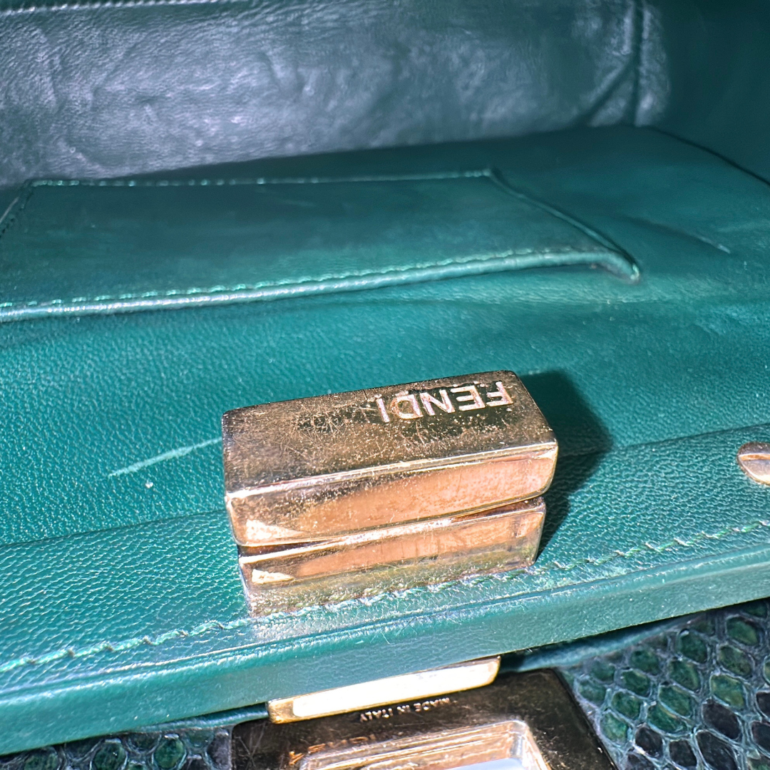 Fendi Emerald Green Python Mini Peekaboo Handbag Kelly's Authentic Boutique