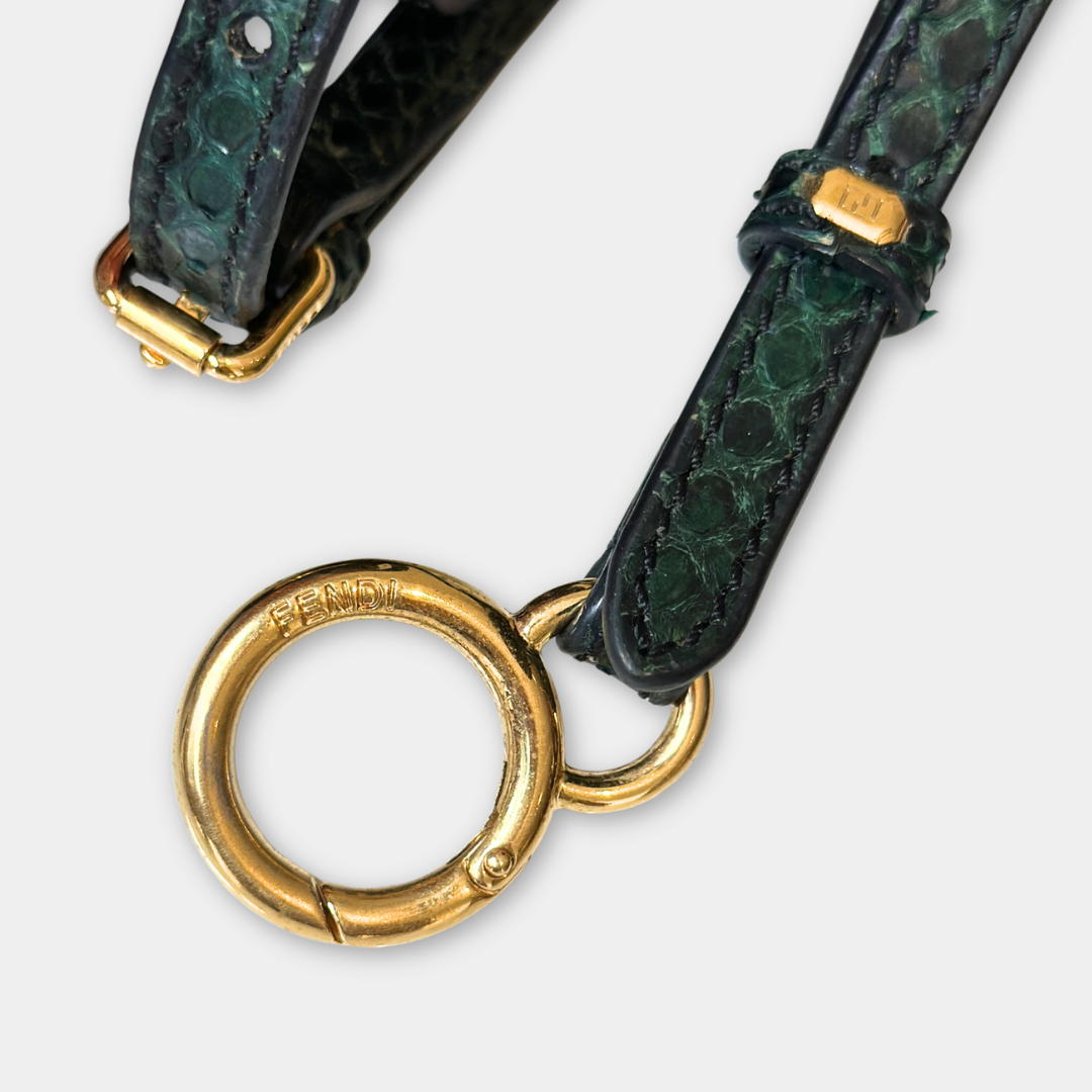 Fendi Emerald Green Python Mini Peekaboo Handbag Kelly's Authentic Boutique