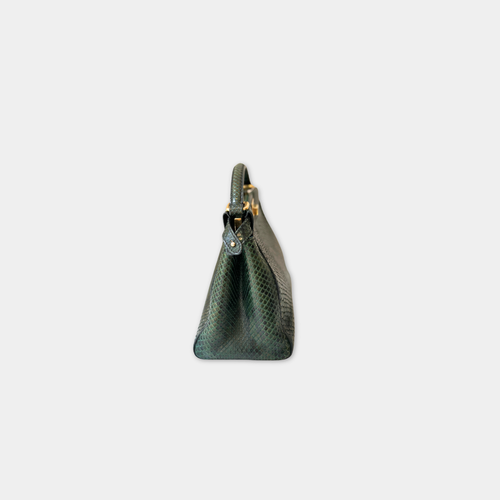 Fendi Emerald Green Python Mini Peekaboo Handbag Kelly's Authentic Boutique