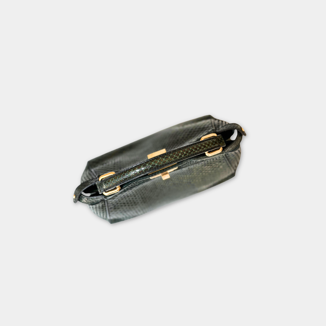 Fendi Emerald Green Python Mini Peekaboo Handbag Kelly's Authentic Boutique