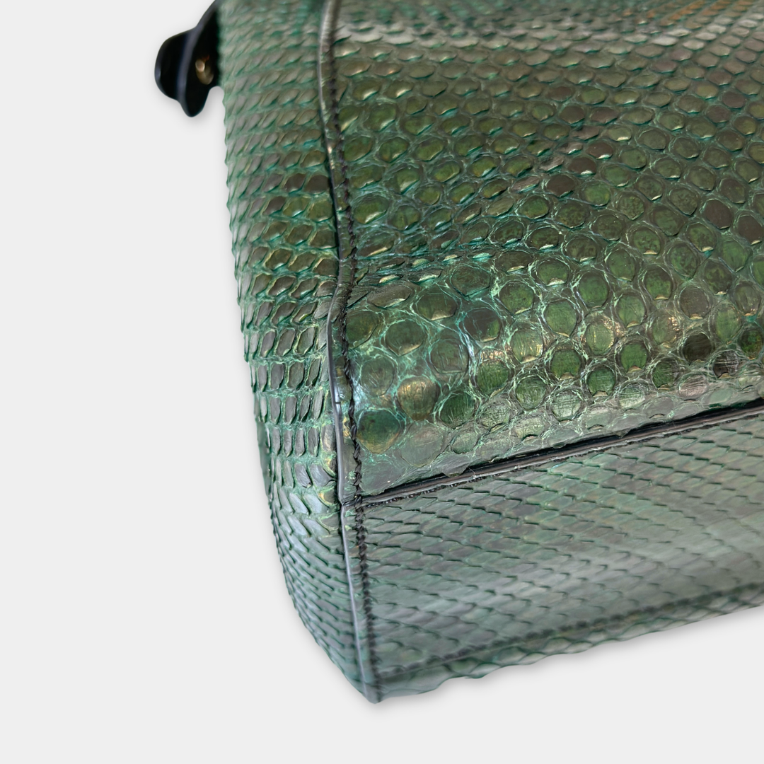Fendi Emerald Green Python Mini Peekaboo Handbag Kelly's Authentic Boutique