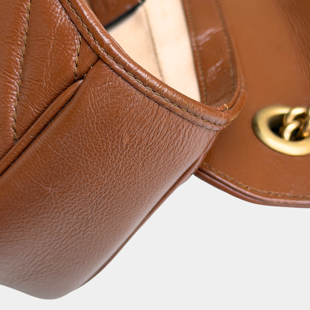 Gucci Mini Brown Marmont Shoulder Flap Kelly's Authentic Boutique