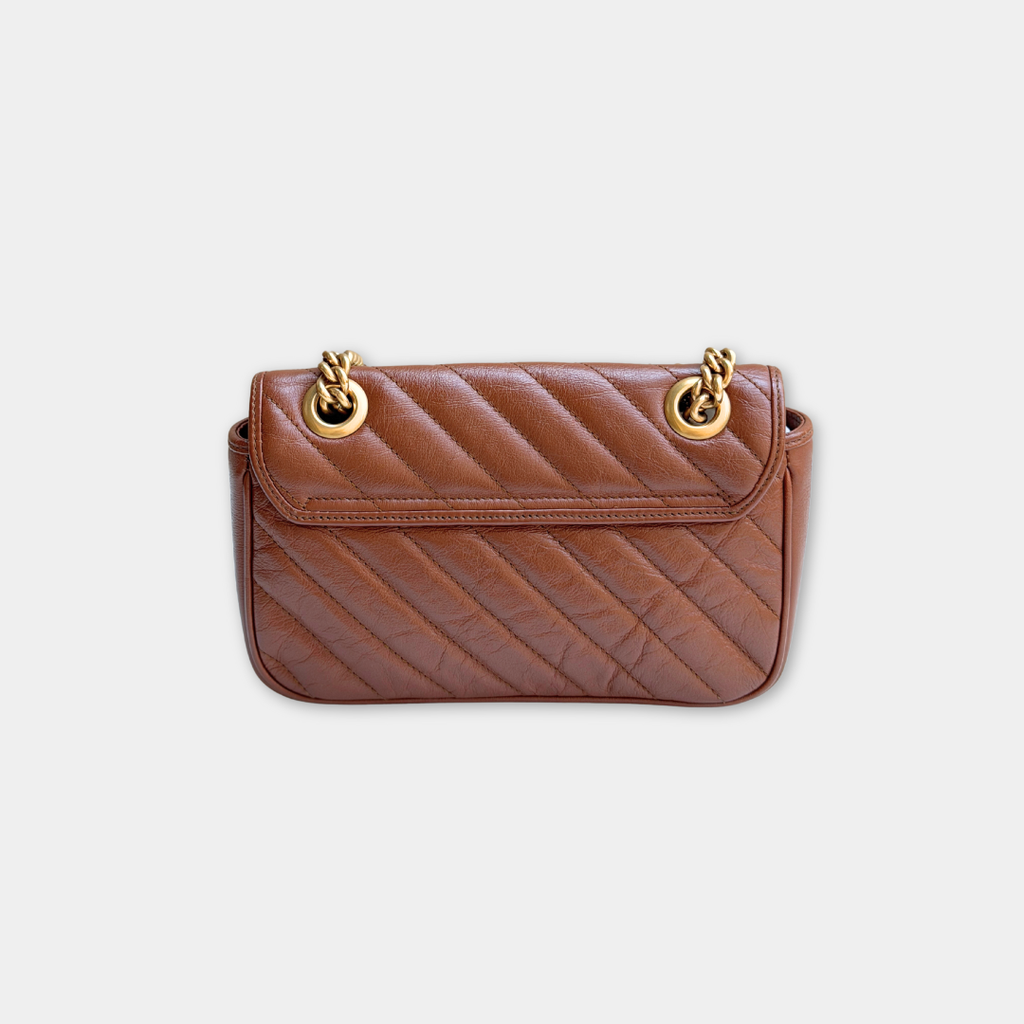 Gucci Mini Brown Marmont Shoulder Flap Kelly's Authentic Boutique