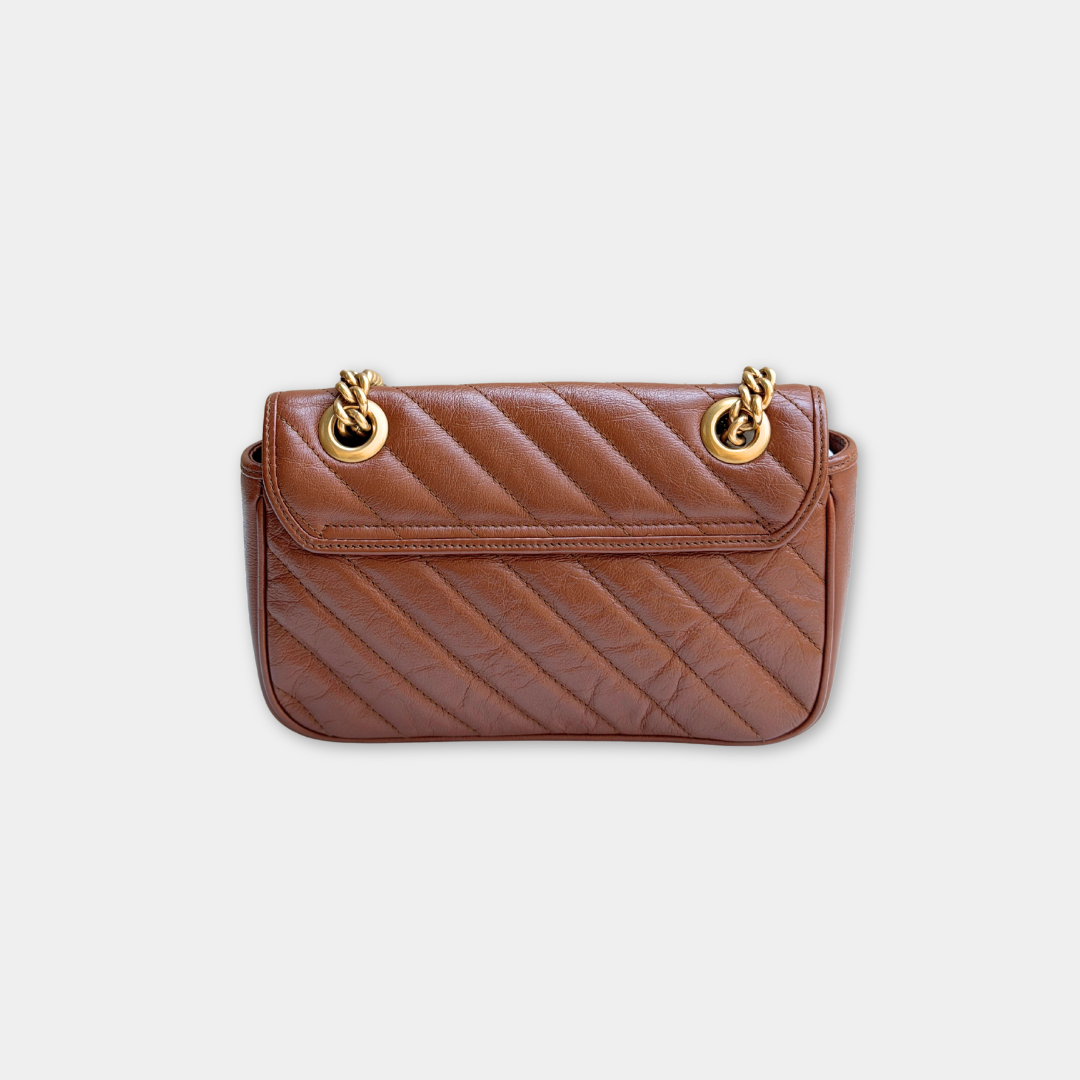 Gucci Mini Brown Marmont Shoulder Flap Kelly's Authentic Boutique