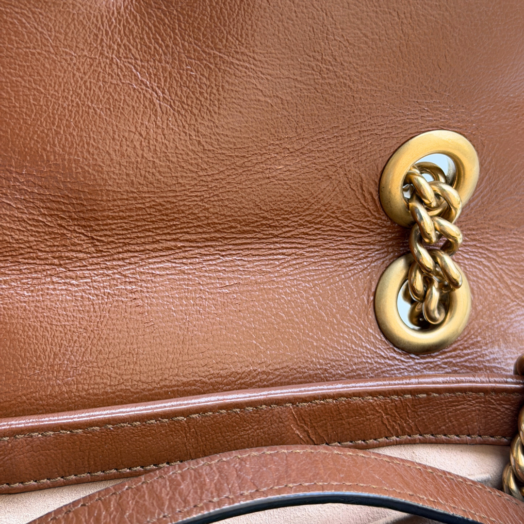 Gucci Mini Brown Marmont Shoulder Flap Kelly's Authentic Boutique